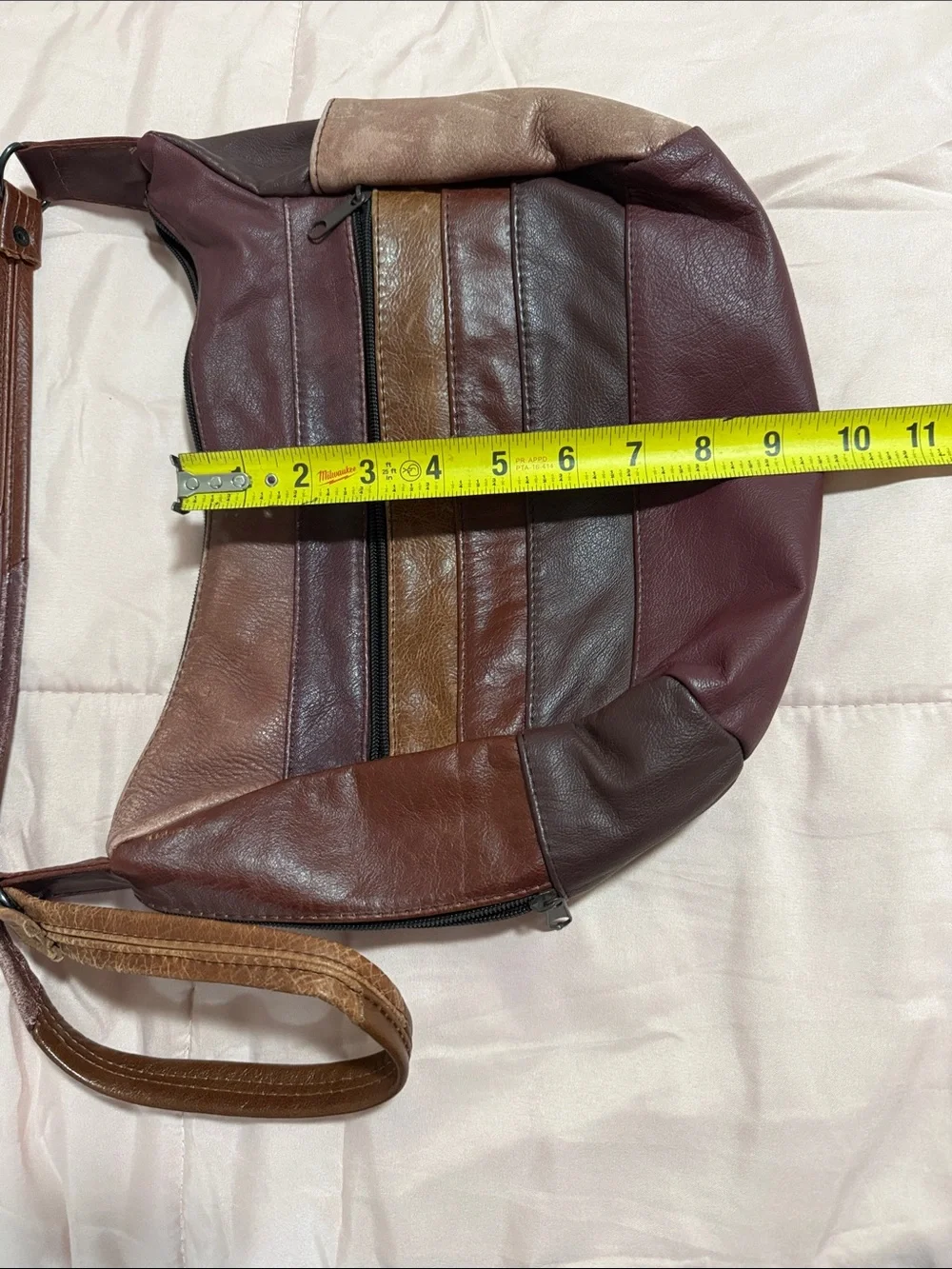 Leather Multi-Tone Crossbody Bag - Brown & Burgundy